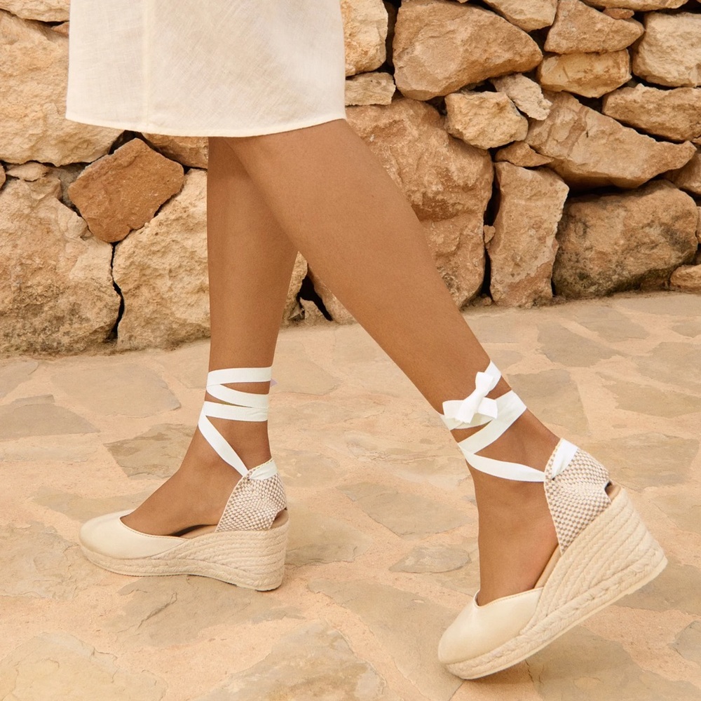 Women's Cream/white Espadrille Wedges